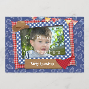 Western Themed Photo Birthday Invitation