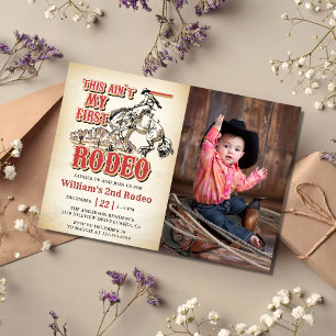 Western This Ain't My First Rodeo 2nd Birthday Invitation