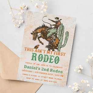 Western This Ain't My First Rodeo 2nd Birthday  Invitation