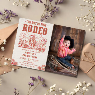 Western This Ain't My First Rodeo 2nd Birthday Invitation