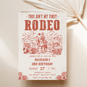 Western This Ain't My First Rodeo 2nd Birthday Invitation