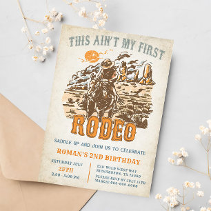 Western This Ain't My First Rodeo 2nd Birthday Invitation