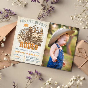 Western This Ain't My First Rodeo 2nd Birthday Invitation