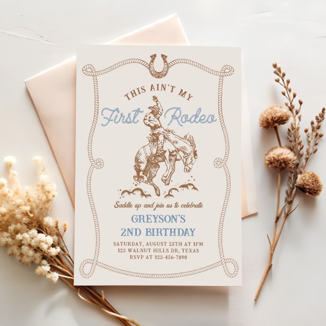 Western This Ain't My First Rodeo 2nd Birthday Invitation (Creator Uploaded)