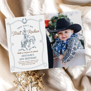 Western This Ain't My First Rodeo 2nd Birthday Invitation