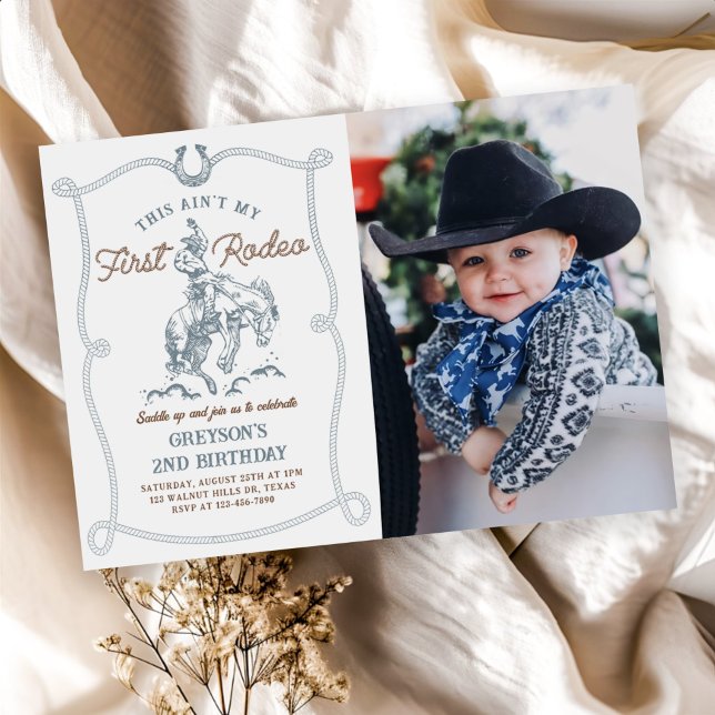 Western This Ain't My First Rodeo 2nd Birthday Invitation (Creator Uploaded)