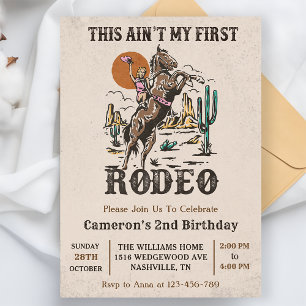 Western This Ain't My First Rodeo Birthday Party Invitation