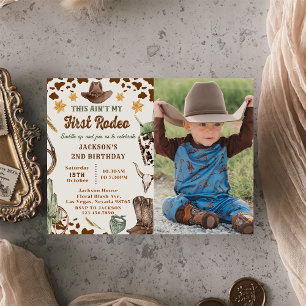 Western This Ain't My First Rodeo Birthday Photo Invitation