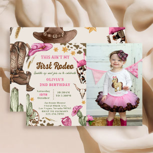 Western This Ain't My First Rodeo Birthday Photo Invitation