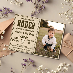 Western This Ain't My First Rodeo Birthday Photo Invitation