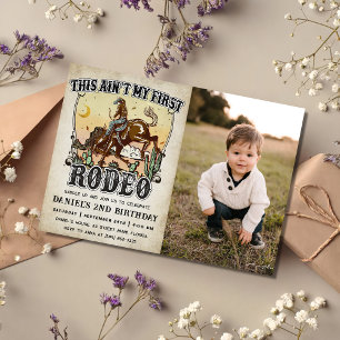 Western This Ain't My First Rodeo Birthday Photo  Invitation