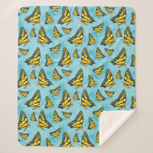 Western Tiger Swallowtail Butterfly on Clouds Sherpa Blanket (Front)