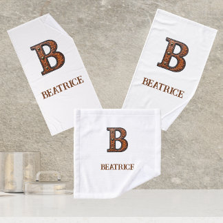 Western Tooled Leather Initial Monogram B Bath Towel Set