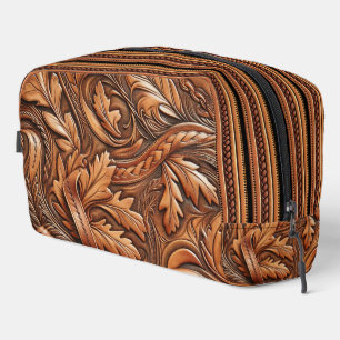 Western Tooled Leather Print Dopp Kit