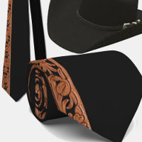 Western Tooled Leather Print On Black
