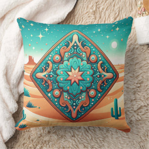 Western Tooled Leather Print Southwest Style Cushion