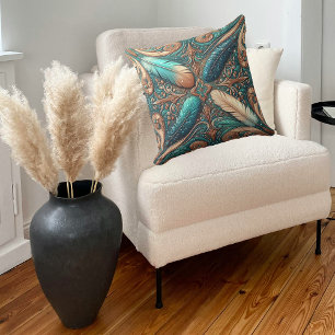 Western Tooled Leather Print Southwest Style Cushion