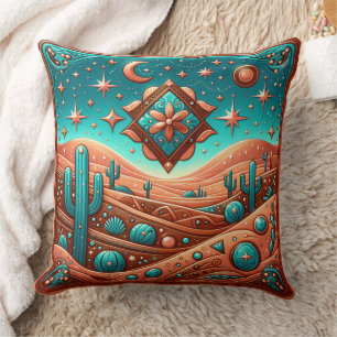 Western Tooled Leather Print Southwest Style Cushion
