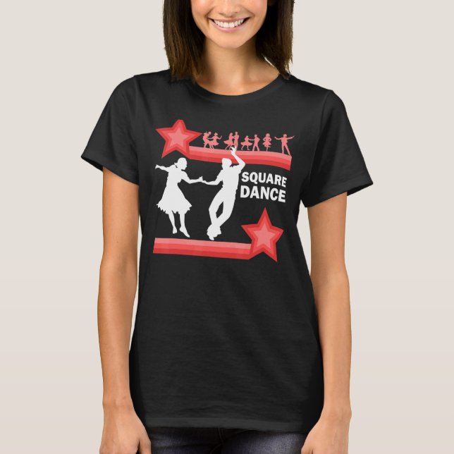 Western Traditional Square Dance Retro Dancing T-Shirt (Front)