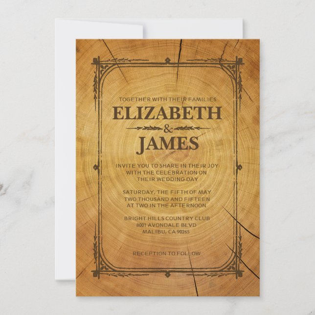 Western Tree Ring Wedding Invitations (Front)