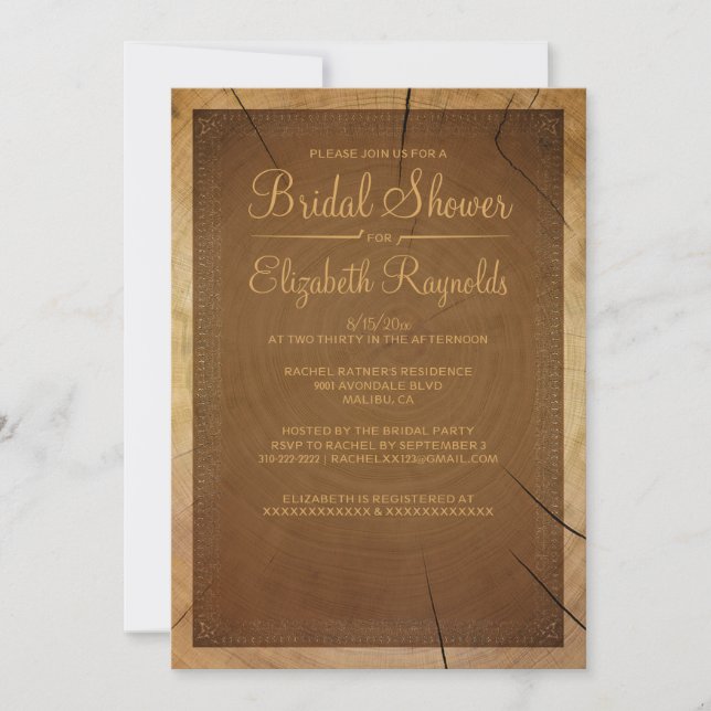 Western Tree Rings Bridal Shower Invitations (Front)