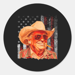 Western Trump Cowboy American Vintage Trump Usa Fl Classic Round Sticker