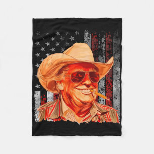 Western Trump Cowboy American Vintage Trump Usa Fl Fleece Blanket