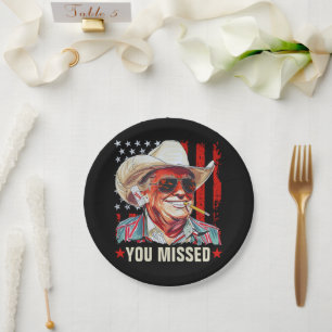 Western Trump Cowboy   You Missed Trump 2024 Paper Plate