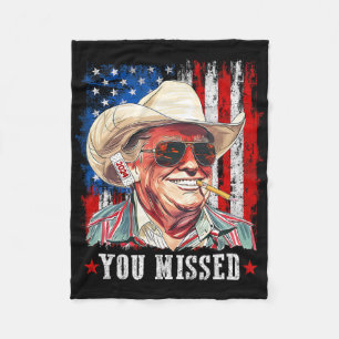 Western Trump Cowboy You Missed Trump 2025 America Fleece Blanket