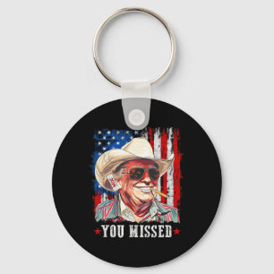 Western Trump Cowboy You Missed Trump 2025 America Key Ring