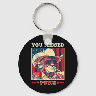 Western Trump Cowboy You Missed Twice Key Ring