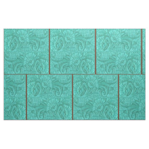 Western Turquoise Faux Leather Fabric 9" For Cross