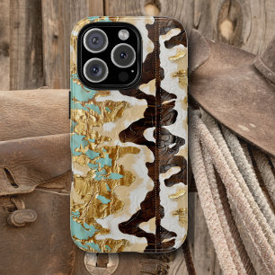 Western Turquoise Leather Style Women's Case-Mate iPhone 14 Pro Max Case