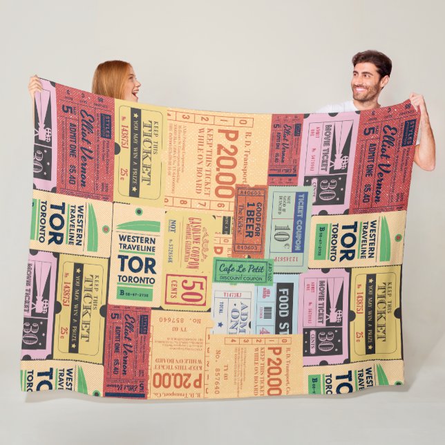 Western unique old cenima tickets Rustic gift Fleece Blanket (In Situ)