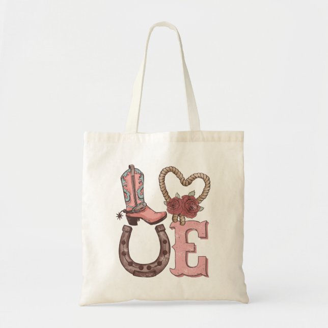 Western Valentine's Day Love Tote Bag (Front)