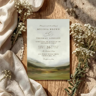 Western Valley Rustic Elegant QR Code Wedding Invitation