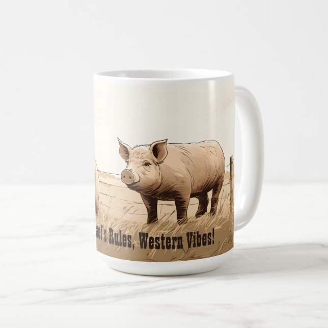 Western Vibes! Editable men's gift Coffee Mug (Front Right)
