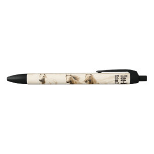 Western Vibes! Horses. Editable men's gift Black Ink Pen