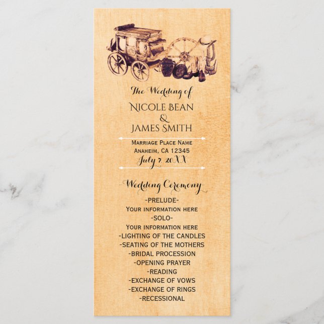 Western Vintage Country Elegant Wedding Program (Front)