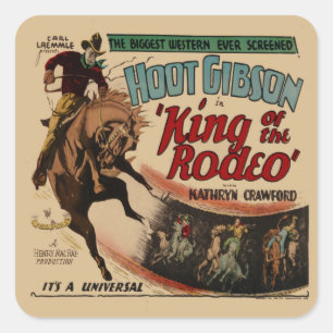 Western Vintage Cowboy King Of The Rodeo Square Sticker