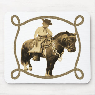 Western Vintage Cowboy On Horse Mouse Pad