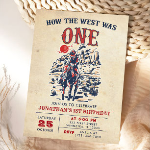 Western Vintage Desert First Rodeo 1st Birthday Invitation