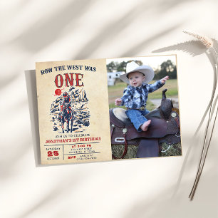 Western Vintage Desert First Rodeo 1st Birthday  Invitation