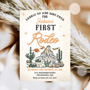 Western Vintage Desert First Rodeo 1st Birthday Invitation