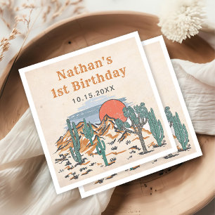 Western Vintage Desert Rodeo 1st Birthday Napkin