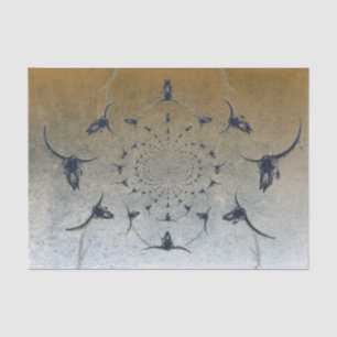 Western Vintage Gold Black Texture Bull Skull Tissue Paper