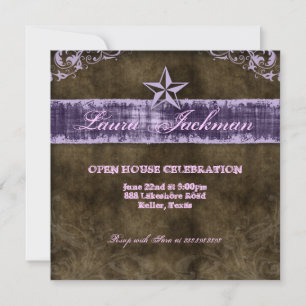 Western Vintage Grad Announcement Purple Star