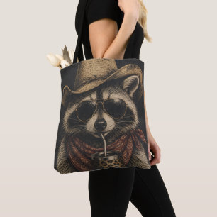 Western Vintage Racoon Lover Gift Tote Bag