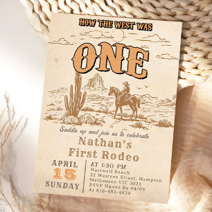 Western Vintage Rodeo 1st Birthday Invitation 