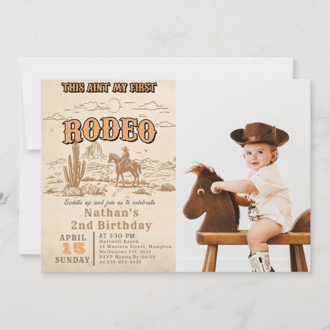 Western Vintage Rodeo 2nd Birthday Invitation  (Front)